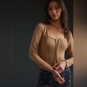 BB Dakota Ribbed Corset-Seamed Top | Size XL